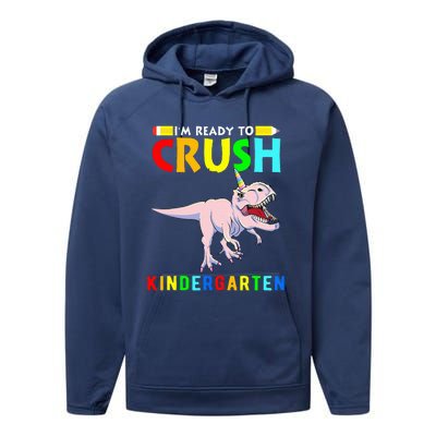 Im Ready To Crush Kindergarten Unicorn Dinosaur Performance Fleece Hoodie