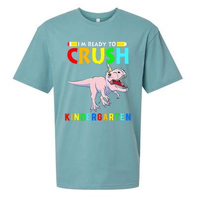 Im Ready To Crush Kindergarten Unicorn Dinosaur Sueded Cloud Jersey T-Shirt