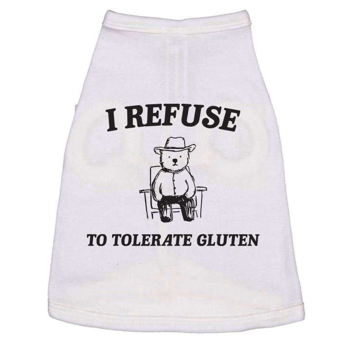 I Refuse To Tolerate Gluten Funny Cartoon Bear Meme Doggie Tank