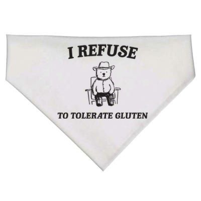 I Refuse To Tolerate Gluten Funny Cartoon Bear Meme USA-Made Doggie Bandana