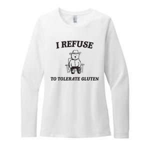 I Refuse To Tolerate Gluten Funny Cartoon Bear Meme Womens CVC Long Sleeve Shirt