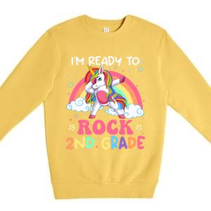 Im Ready To Rock 2Nd Grade Unicorn Dabbing Second Grade Gift Premium Crewneck Sweatshirt