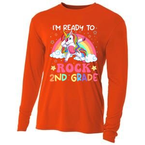 Im Ready To Rock 2Nd Grade Unicorn Dabbing Second Grade Gift Cooling Performance Long Sleeve Crew