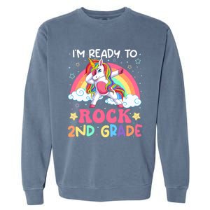 Im Ready To Rock 2Nd Grade Unicorn Dabbing Second Grade Gift Garment-Dyed Sweatshirt