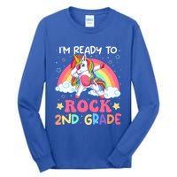 Im Ready To Rock 2Nd Grade Unicorn Dabbing Second Grade Gift Tall Long Sleeve T-Shirt