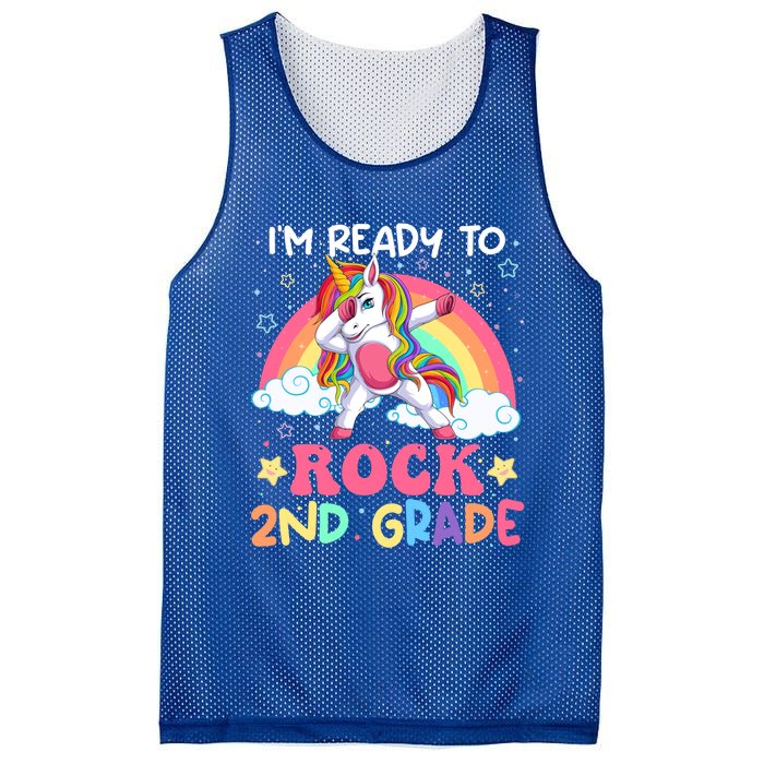 Im Ready To Rock 2Nd Grade Unicorn Dabbing Second Grade Gift Mesh Reversible Basketball Jersey Tank