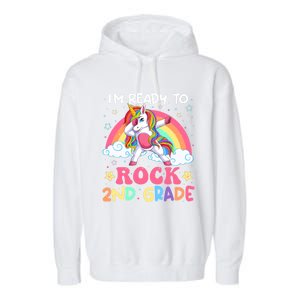 Im Ready To Rock 2Nd Grade Unicorn Dabbing Second Grade Gift Garment-Dyed Fleece Hoodie