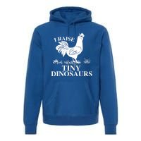 I Raise Tiny Dinosaurs Vintage Retro 70s Chicken Silhouette Gift Premium Hoodie