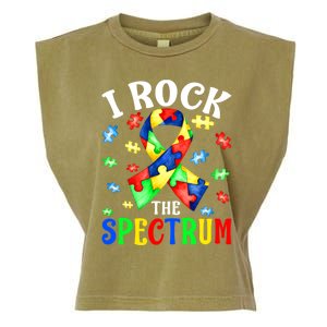 I Rock The Spectrum Autism Awareness Ribbon Funny Gift Gift Garment-Dyed Women's Muscle Tee