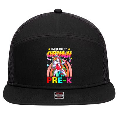 Im Ready To Crush Pre K Dab Unicorn Back To School 7 Panel Mesh Trucker Snapback Hat