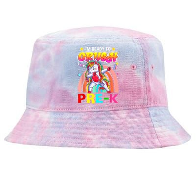 Im Ready To Crush Pre K Dab Unicorn Back To School Tie-Dyed Bucket Hat