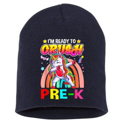 Im Ready To Crush Pre K Dab Unicorn Back To School Short Acrylic Beanie