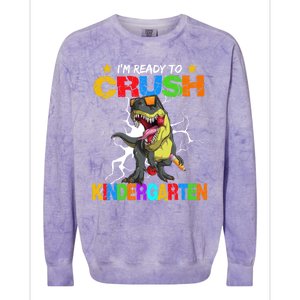 I'm Ready To Crush Kindergarten Dinosaur Back To School Gift Colorblast Crewneck Sweatshirt