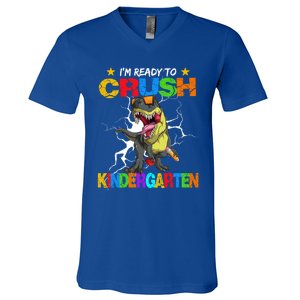 I'm Ready To Crush Kindergarten Dinosaur Back To School Gift V-Neck T-Shirt