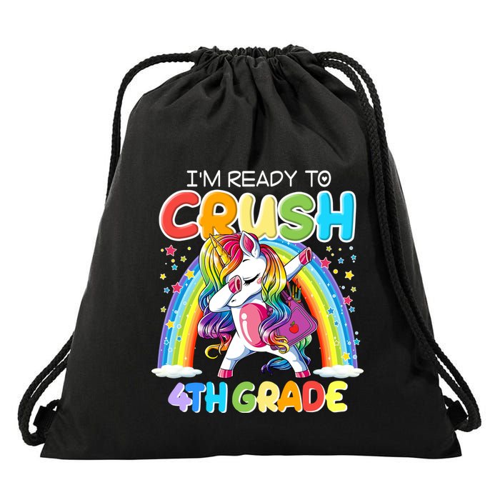 Im Ready To Crush 4Th Grade Unicorn Back To School Gift Funny Gift Drawstring Bag