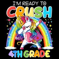Im Ready To Crush 4Th Grade Unicorn Back To School Gift Funny Gift Drawstring Bag