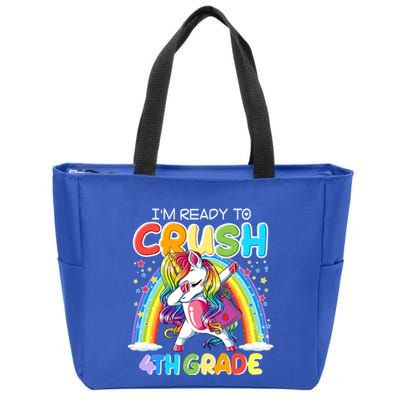 Im Ready To Crush 4Th Grade Unicorn Back To School Gift Funny Gift Zip Tote Bag