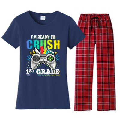 Im Ready To Crush 1st Grade Back To School Video Game Boy Women's Flannel Pajama Set