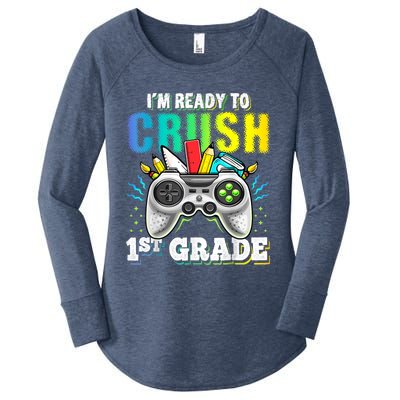 Im Ready To Crush 1st Grade Back To School Video Game Boy Women's Perfect Tri Tunic Long Sleeve Shirt