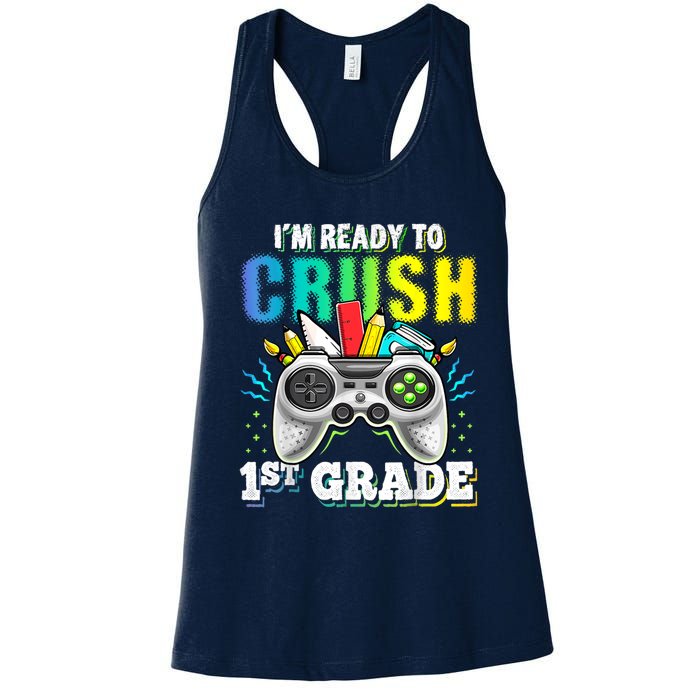 Im Ready To Crush 1st Grade Back To School Video Game Boy Women's Racerback Tank