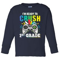 Im Ready To Crush 1st Grade Back To School Video Game Boy Toddler Long Sleeve Shirt