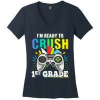 Im Ready To Crush 1st Grade Back To School Video Game Boy Women's V-Neck T-Shirt