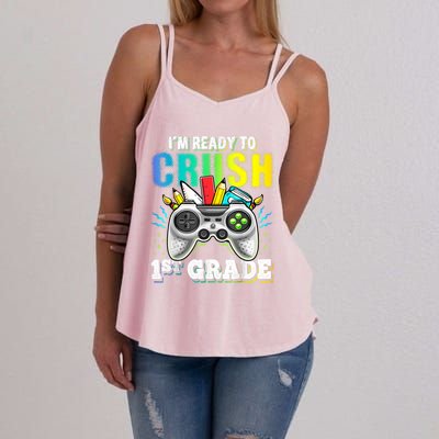 Im Ready To Crush 1st Grade Back To School Video Game Boy Women's Strappy Tank