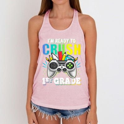 Im Ready To Crush 1st Grade Back To School Video Game Boy Women's Knotted Racerback Tank