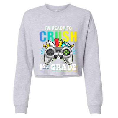 Im Ready To Crush 1st Grade Back To School Video Game Boy Cropped Pullover Crew