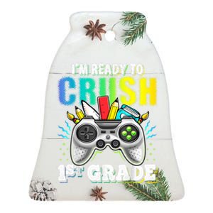 Im Ready To Crush 1st Grade Back To School Video Game Boy Ceramic Bell Ornament