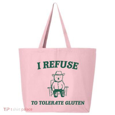 I Refuse To Tolerate Gluten Funny Cartoon Bear Meme 25L Jumbo Tote