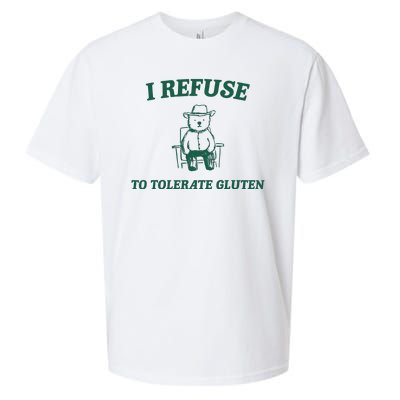 I Refuse To Tolerate Gluten Funny Cartoon Bear Meme Sueded Cloud Jersey T-Shirt