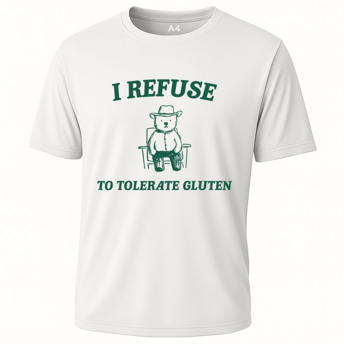 I Refuse To Tolerate Gluten Funny Cartoon Bear Meme Cooling Performance Crew T-Shirt