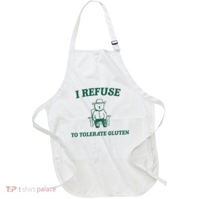 I Refuse To Tolerate Gluten Funny Cartoon Bear Meme Apron