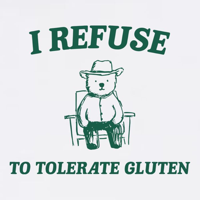 I Refuse To Tolerate Gluten Funny Cartoon Bear Meme Sustainable Bucket Hat