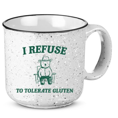 I Refuse To Tolerate Gluten Funny Cartoon Bear Meme 15oz Campfire Ceramic Mug