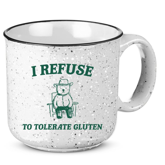 I Refuse To Tolerate Gluten Funny Cartoon Bear Meme 15oz Campfire Ceramic Mug