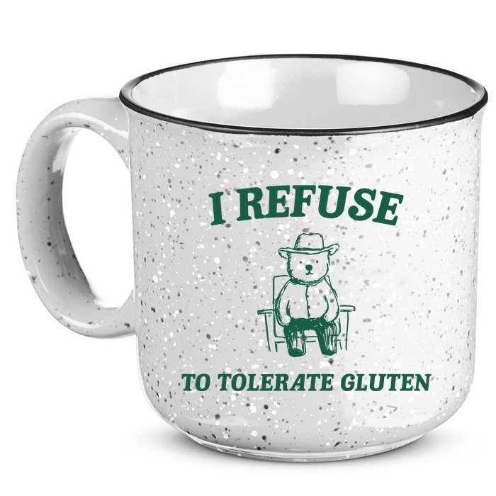 I Refuse To Tolerate Gluten Funny Cartoon Bear Meme 15oz Campfire Ceramic Mug