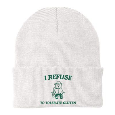 I Refuse To Tolerate Gluten Funny Cartoon Bear Meme Beanie