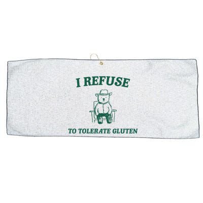 I Refuse To Tolerate Gluten Funny Cartoon Bear Meme Large Microfiber Waffle Golf Towel
