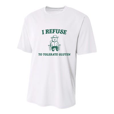 I Refuse To Tolerate Gluten Funny Cartoon Bear Meme Youth Performance Sprint T-Shirt