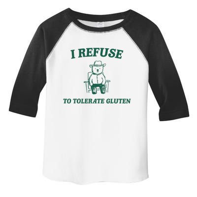 I Refuse To Tolerate Gluten Funny Cartoon Bear Meme Toddler Fine Jersey T-Shirt