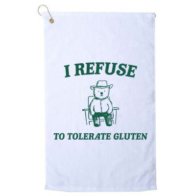 I Refuse To Tolerate Gluten Funny Cartoon Bear Meme Golf Towel
