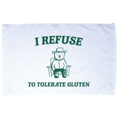 I Refuse To Tolerate Gluten Funny Cartoon Bear Meme Microfiber Hand Towel