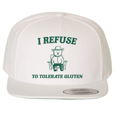 I Refuse To Tolerate Gluten Funny Cartoon Bear Meme Wool Snapback Cap