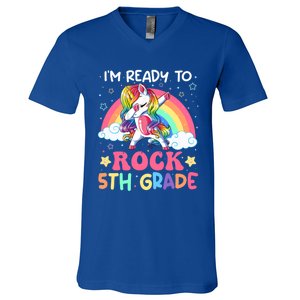 Im Ready To Rock 5Th Grade Unicorn 100 Days Of Fifth Grade Great Gift V-Neck T-Shirt