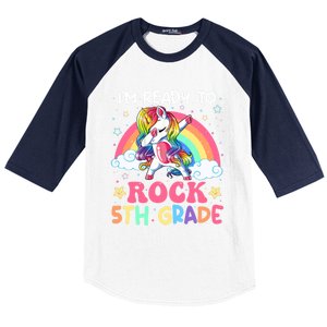 Im Ready To Rock 5Th Grade Unicorn 100 Days Of Fifth Grade Great Gift Baseball Sleeve Shirt