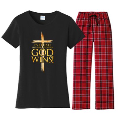 IVe Read The Final Chapter God Wins Christian Faith Cross Women's Flannel Pajama Set