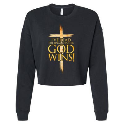 IVe Read The Final Chapter God Wins Christian Faith Cross Cropped Pullover Crew