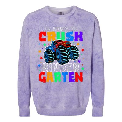 I'm Ready to Crush Kindergarten Monster Truck Colorblast Crewneck Sweatshirt